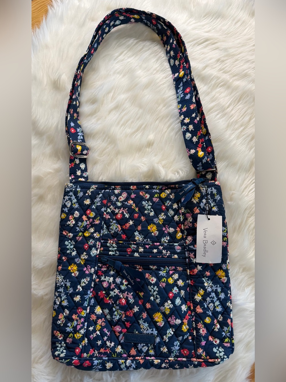 Vera Bradley Navy Floral Quilted Crossbody Purse
